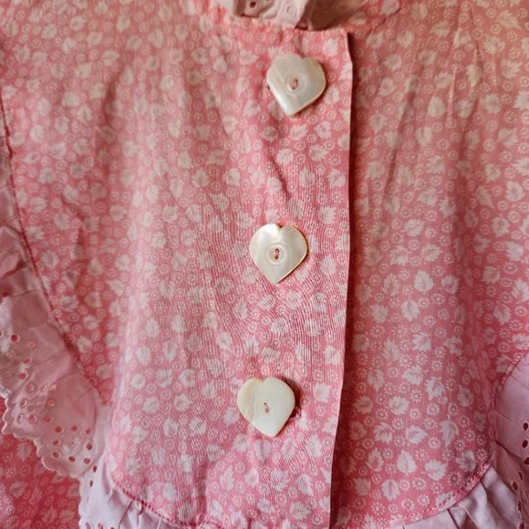 Vintage 30s Pink Cotton Calico Flour Sack Feedsack Depression Day Dress S - Picture 3 of 10